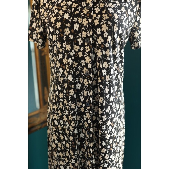 Vintage 90s Villager Floral Ditsy Button Down Maxi Dress Whimsigoth Cottagecore - Picture 3 of 14